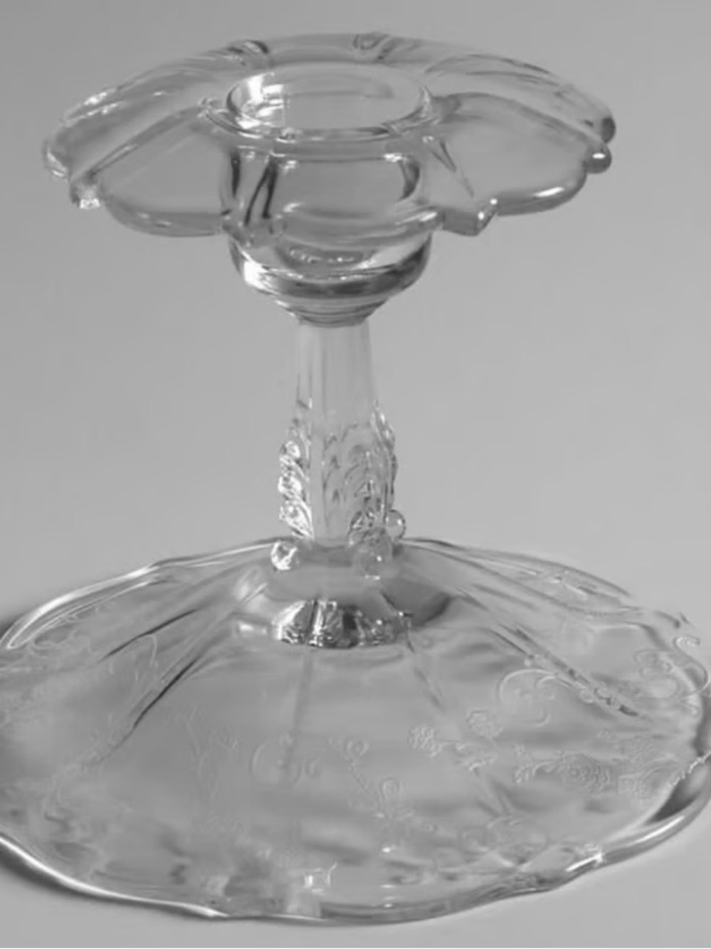Elegant Vintage Blown Glass Elaine Clear Candlestick Holder by Cambridge